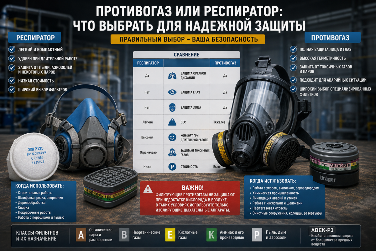 Противогаз или респиратор: как правильно выбрать средство защиты органов дыхания